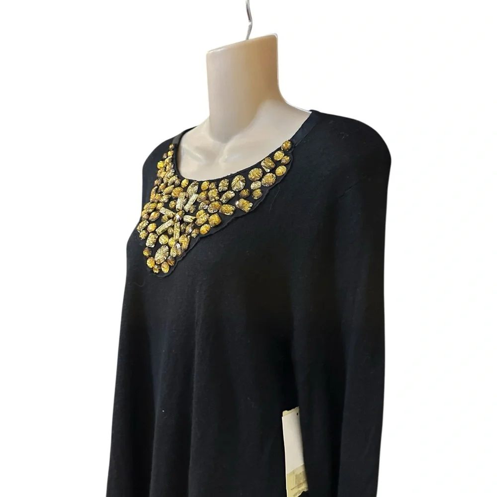 Reba Black jeweled front sweater NWT‎
